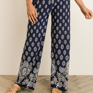 Navy and Cream Palazzo Pants